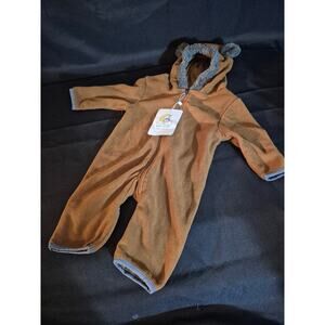 Cuddle Club BEAR FLEECE BUNTING Brown Tan Sz 0-3 Months. New